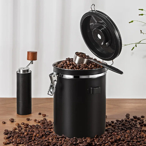 Large Capacity Coffee Storage Container Stainless Steel Coffee Bean Can Sealing - Bild 6 von 20