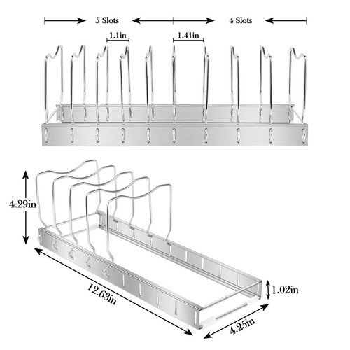 Pot Lid Organizer Rack Suitable for Bakeware Dish Plate Cutting Boards Pots Pans - Picture 6 of 7