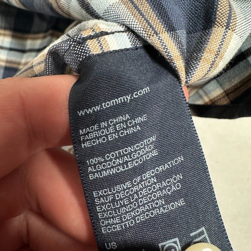 Tommy Hilfiger Shirt Mens Small S Blue Plaid Long Sleeve Button Down Cotton - Foto 7 di 8