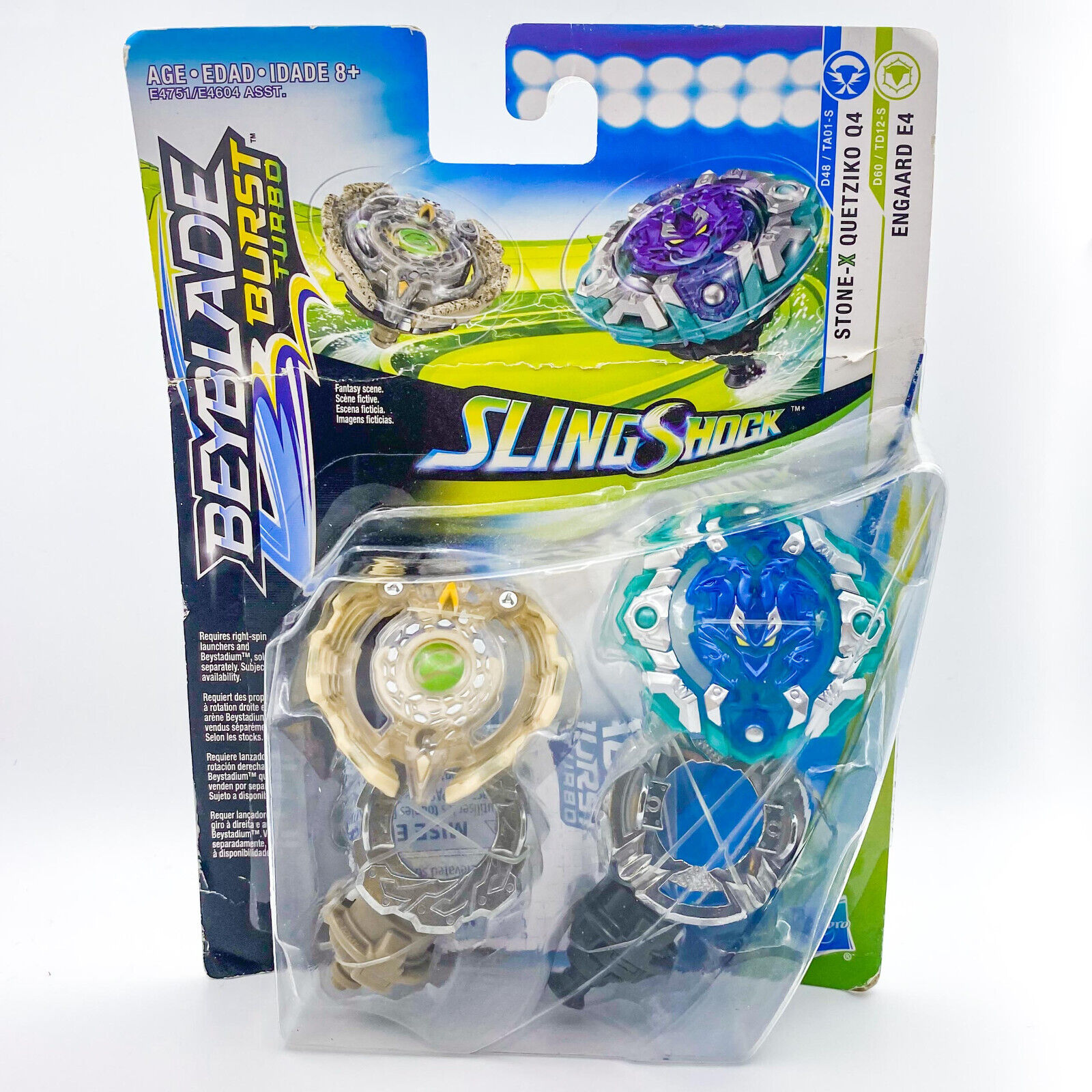 Beyblade Burst Turbo Slingshock Dual Pack Engaard E4 & Stone-X Quetziko Q4  ( 11D