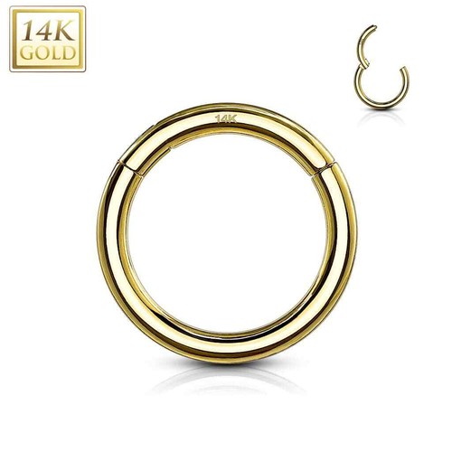 Pendientes anillo nariz aro cuerpo tabique segmento bisagras oro macizo real calibre 20G 14K - Imagen 1 de 9