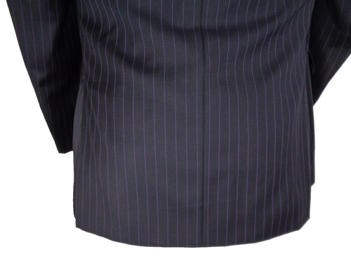40R Men's Sport Coat Tallia Tailored Fit Black Stripe Worsted Wool lPeak Lapel - Picture 7 of 21