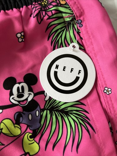 DISNEY X NEFF MICKEY MOUSE DRAWSTRING PINK SWIM BOARD SHORTS SIZE L - Picture 3 of 8