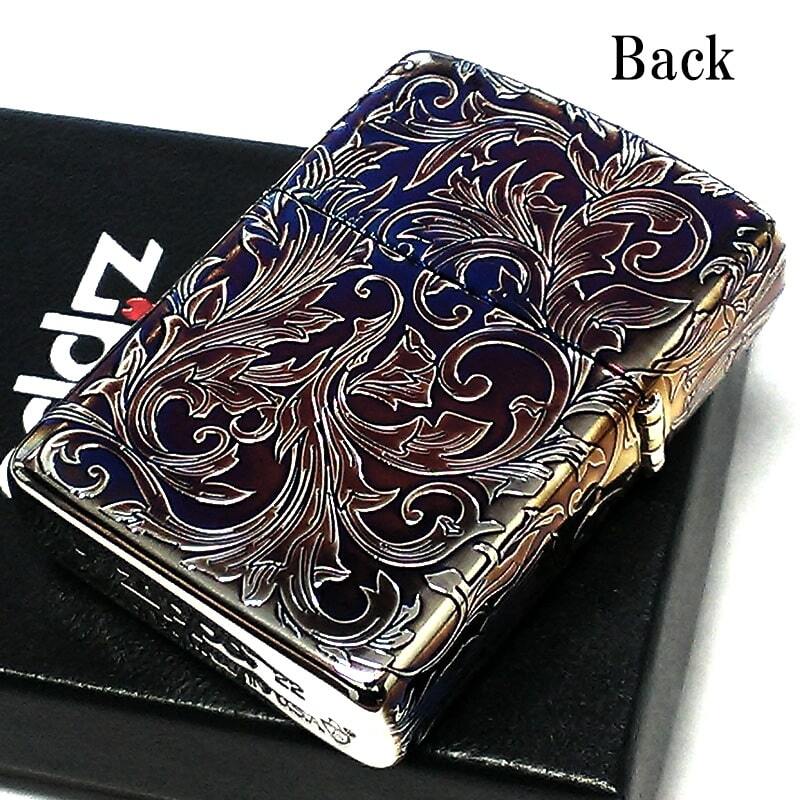 Zippo Lighter Carp 5 Sides Arabesque Aurora Silver Armor