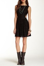 Raga Sleeveless Crochet Cutout Black Short Dress Size XS & M 