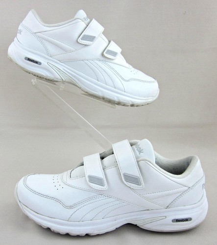 Para mujer Reebok DMX-MAX Comfort Deluxe Zapatos Gancho-N-Loop Cuero Blanco Talla 8.5