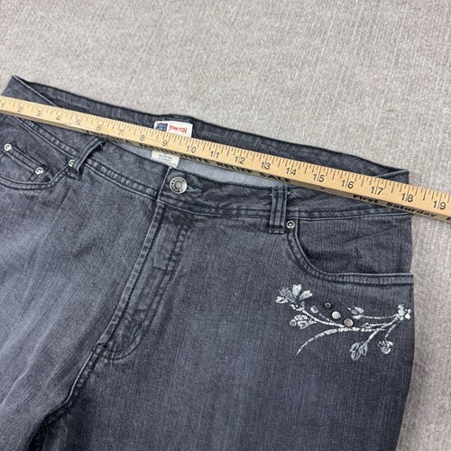 Faded Glory Stretch Jeans Damen ausgestellt Missy 16 schwarz Denim Blumen 36x32 Y2K - Bild 9 von 19