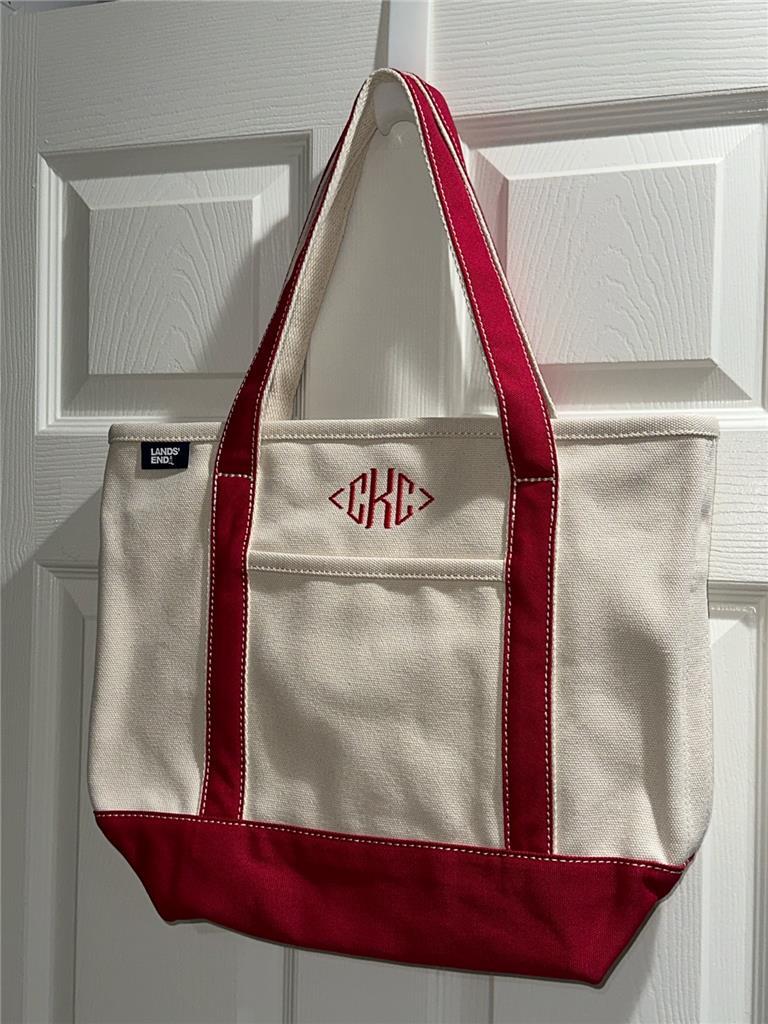 Lands End Medium Zip Top Short Handle Boat Canvas Tote Bag Lands End Medium Zip Top Short Handle Boat Canvas Tote Bag