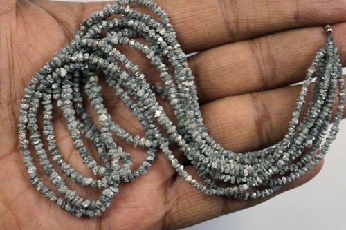20" inc natural Gray Raw Diamonds Beads Strand 2-3mm Rough Diamond beads strand - Foto 2 di 4