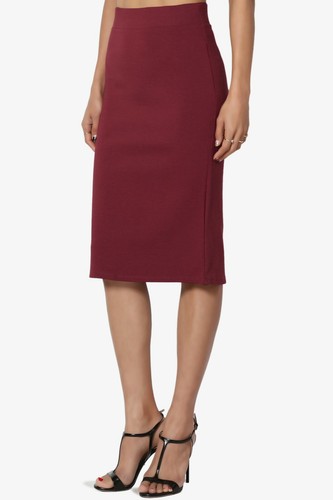 Thick Ponte Stretch Knit High Waist Knee Length Pencil Midi Skirt Casual Office - Picture 41 of 80