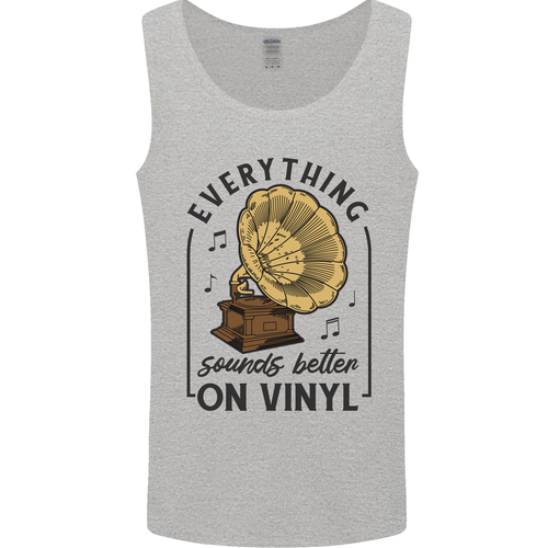 Music Sounds Better on Vinyl Records DJ Mens Vest Tank Top - Picture 18 of 25