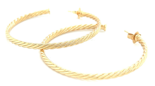 David Yurman Cablespira Hoop Earrings, 2 Inch, 18k Yellow Gold - Picture 5 of 8