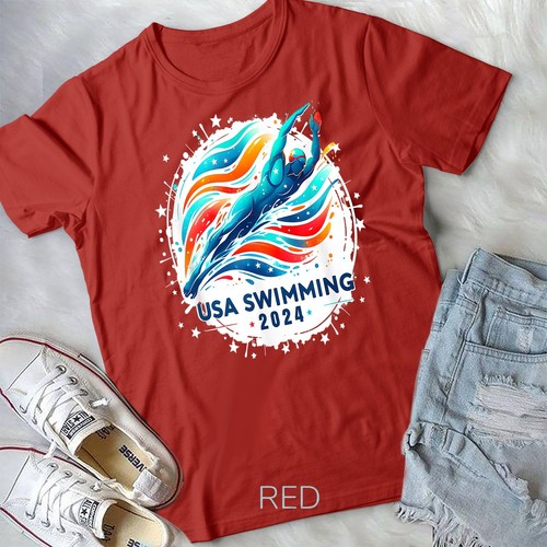 USA 2024 United States American Sport 2024 Swimming Unisex T-shirt - Bild 7 von 13