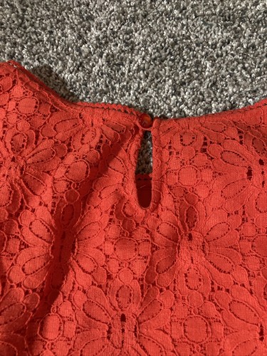 Moulinette Soeurs Anthropologie Orange Floral Lace Peplum Shirt, Size 2 - Picture 9 of 14