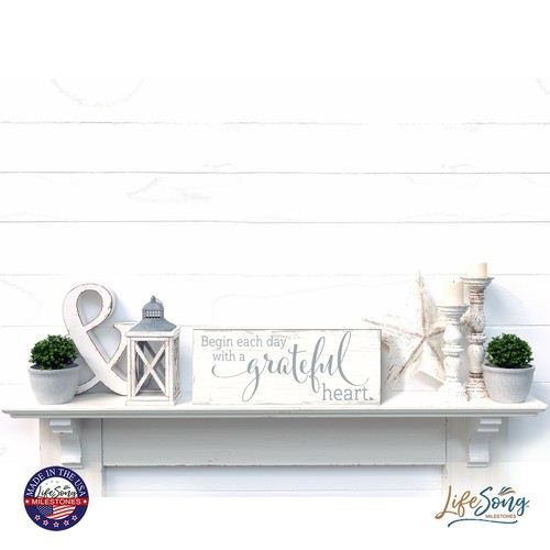Modern Wooden Table Top and Shelf Sitter Home Decor 10x4 Begin Each Day With A - Picture 9 of 18
