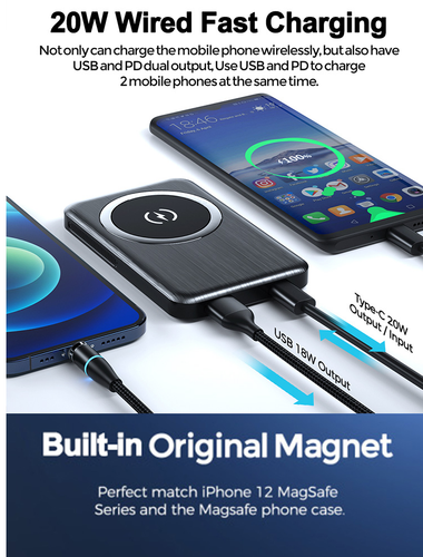 2021 IPSKY Slim Magnetic 5000mah Power Bank /Charger (Black) Universal iPhone 12 - Picture 10 of 10