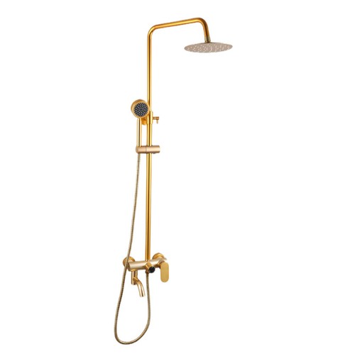 Gold Bathroom Shower Faucet Set Round Rainfall Shower Heads Mixer Wall Mount Tap - Picture 18 of 19
