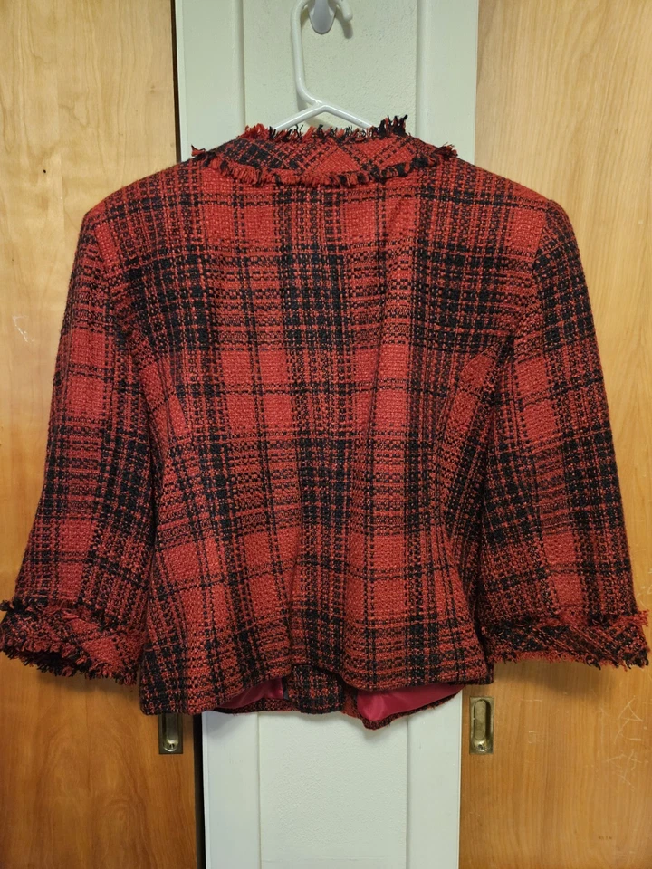 East 5th Mujer Negro/Rojo Suéter Manga Larga Chaqueta Talla PXL CON Bolsillos Foto 2 de 3