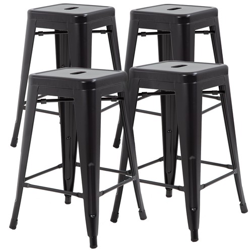 New Metal Chair Height Bar Stools 24 Inches Indoor/Outdoor Stool Patio Furniture - Picture 8 of 42