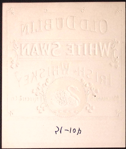 Pre-Prohibición Antiguo Dublín Cisne Blanco Whisky Irlandés Etiqueta Dorada en Relieve - Imagen 3 de 3