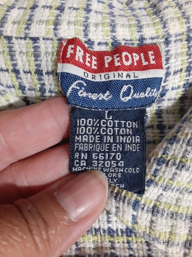 Free People Men's Shirt Button Up Short Sleeve Tweed Blue Green Small Coastle - Picture 5 of 5