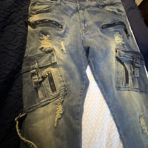 Cote De Nuits Distress Jeans 40x34L - Picture 2 of 15