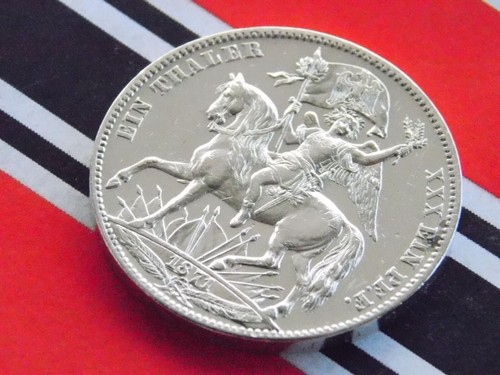 THALER 1871 B SAXONY ALBERTINE Johann Victory over France Silver GERMAN Coin RAR - Picture 4 of 7