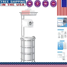 Durable Chrome Tissue Roll Storage Rack for Bathroom with Free-Standing Design