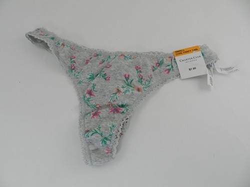 CHARTER CLUB Everyday Cotton Women's Lace-Trim Thong Set of 3, S - Picture 2 of 2