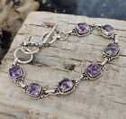 Amethyst Bracelet 925 Sterling Silver Beautiful Cut Gemstone Mo5187