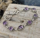 Amethyst Bracelet 925 Sterling Silver Beautiful Cut Gemstone MO5187