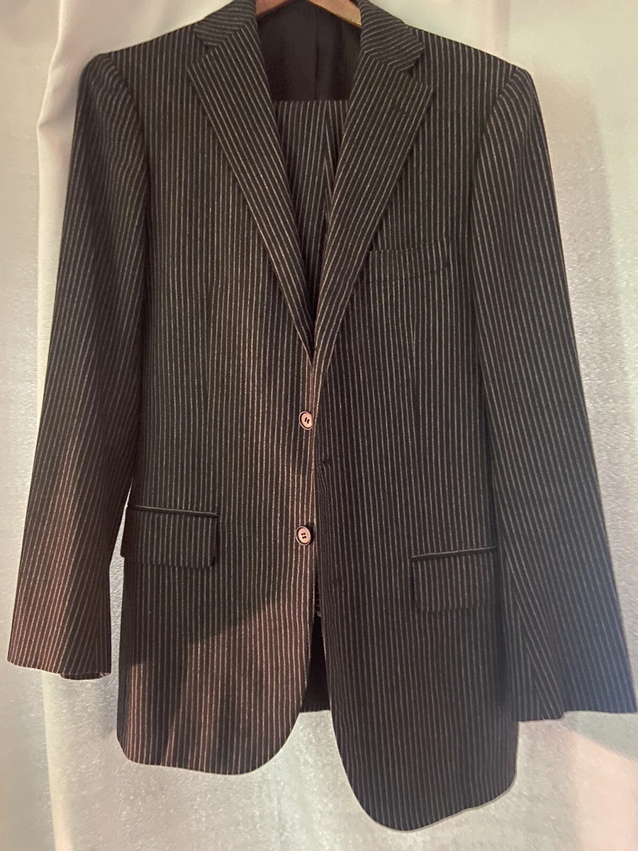 Ring Jacket Sartoria Black Pin Stripe Flannel Suit 46/R E/36R | eBay