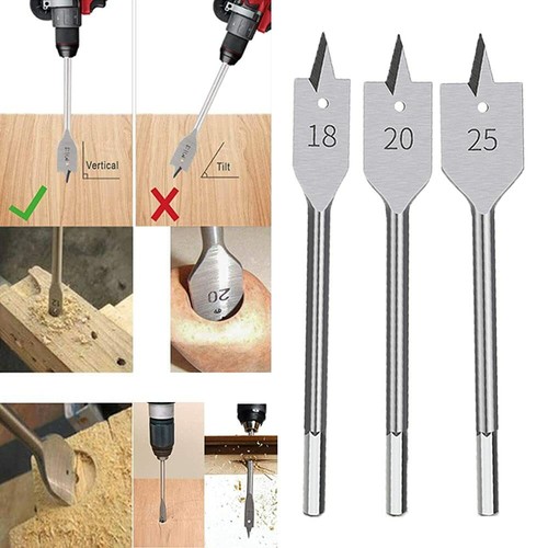 Paddle Flat Bits Spade Drill Bit Hole Cutter Carbon Steel Woodworking 6mm-55mm - Bild 4 von 23