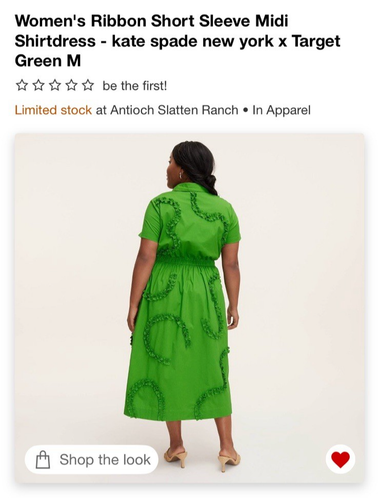 Women's Ribbon Short Sleeve Midi Shirtdress kate spade New York x Target Green S - Picture 3 of 5