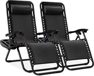 Best Choice Products Set of 2 Adjustable Steel Mesh Zero Gravity Lounge Chair Re
