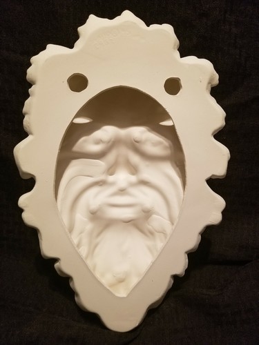 Green Man Leaf Mask Ready To Paint Unpainted Ceramic Bisque  - Picture 3 of 3