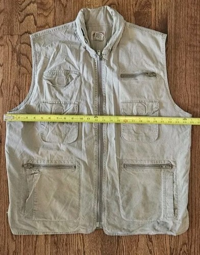 Vintage Banana Republic Safari Vest Size XL Brown 80s 90s Hunting Fishing Hooded - Imagen 10 de 11