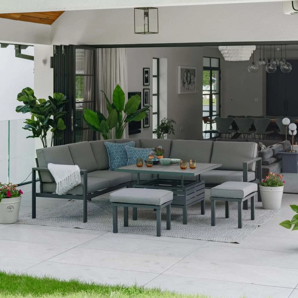 LG Outdoor Turin 8 Seat Large Modular Aluminium Dining Set with