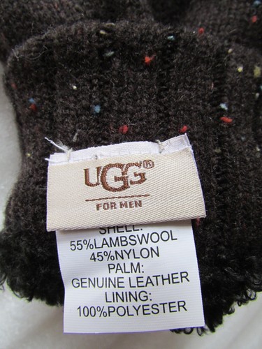 UGG Smart Gloves Wool Blend Speckled Knit Leather Palm New $95 - Picture 10 of 24