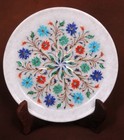 Marble Plate Inlay Floral Pietra Dura Handicraft Decor