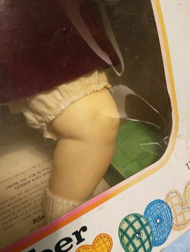 Vintage Gerber 17" Baby Doll 1979 Sideways Moving Eyes In Box Red Velvet Dress - Picture 3 of 15