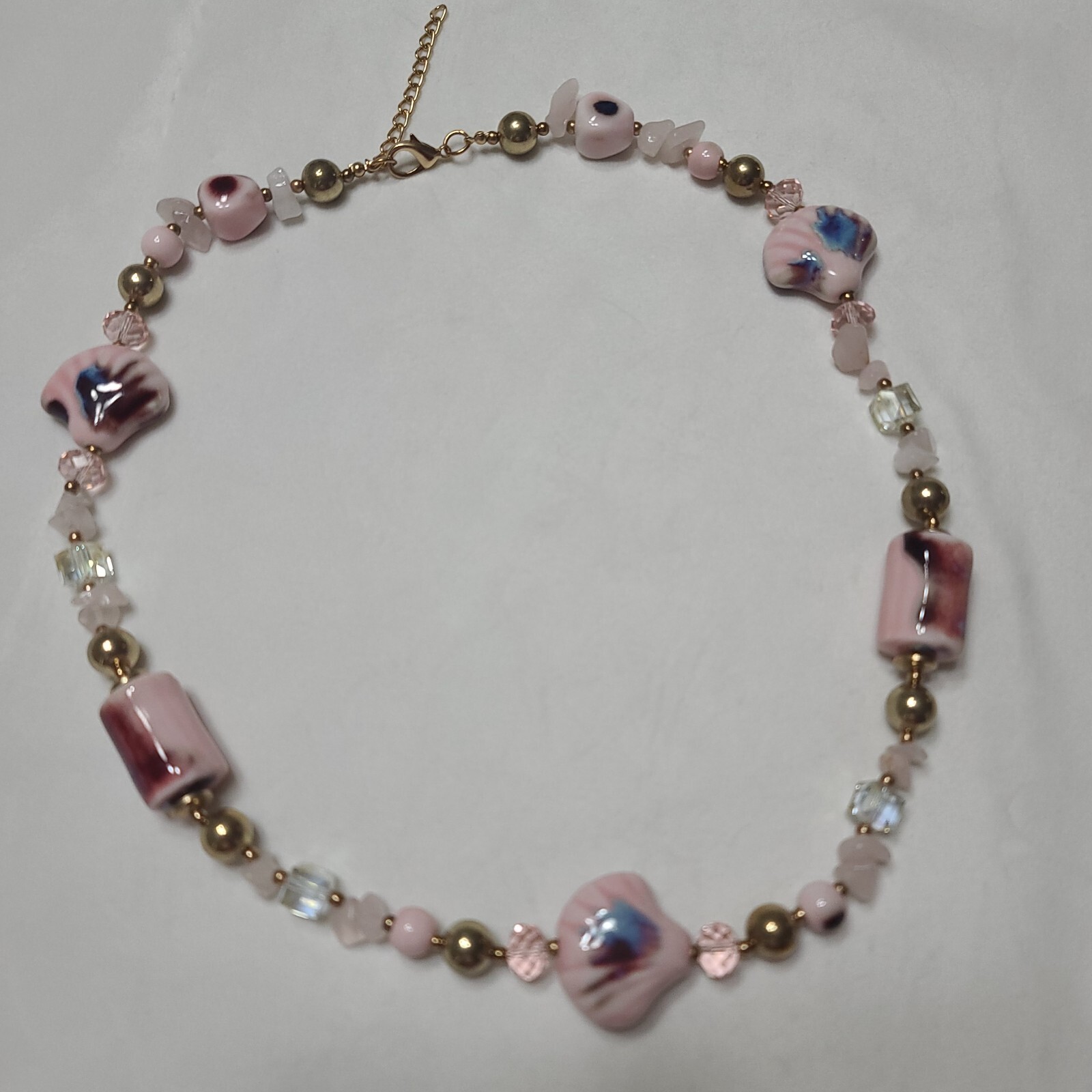 Gorgeous Statement Necklace Ceramic Shell & Tube … - image 1