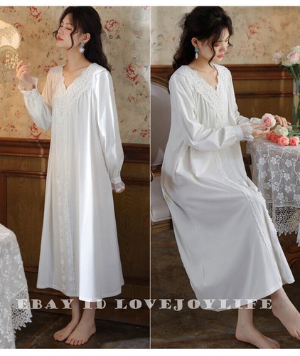 Women's Nightgown Long Sleepshirts Long Sleeve Sleepwear Full Length Sleep Dress - Picture 16 of 31