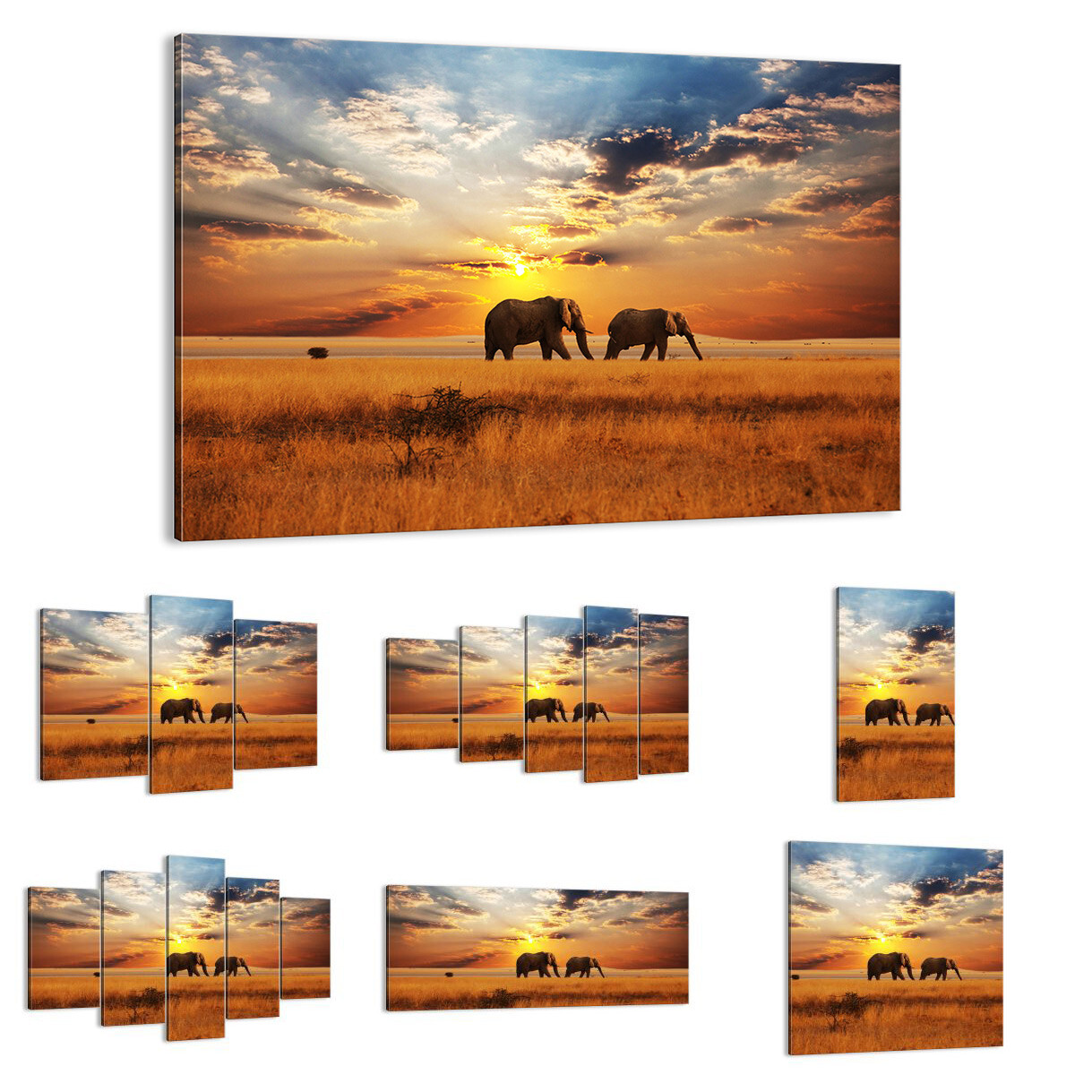 QUADRO MODERNO Stampa su tela Elefanti Safari giungla 3150 IT QUADRO MODERNO Stampa su tela Elefanti Safari giungla 3150 IT