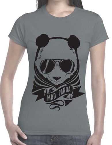 Panda tshirt cool Mad panda Funny Singlet Men's ladies T-shirt Women's top - Picture 14 of 31