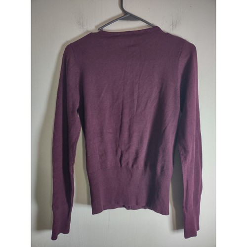 Vintage Y2K JJ Basics Burgundy Cardigan Sweater XS Classic Preppy Dark Academia - Picture 6 of 6