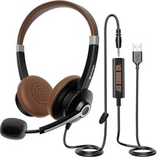 USB Headset Microphone Noise Cancelling  in-line Call Controls Ultra Comfort