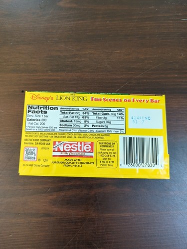 VTG Rare Nestle Walt Disney Lion King Movie Chocolate Bar Wrapper Simba 1994 - Picture 2 of 2