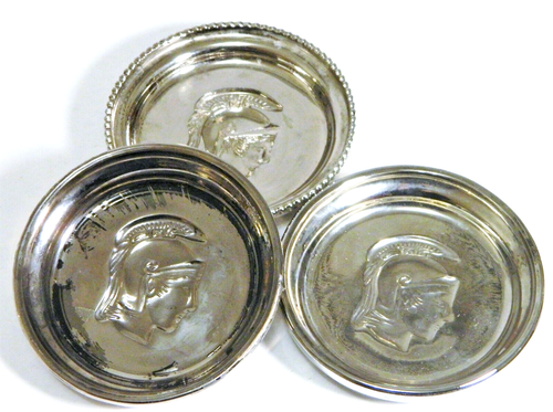 Vintage Coasters Silver Mercury Glass Trojan Roman Centurion Set 3 - Photo 4/6