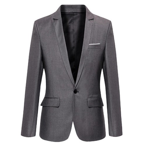 Men's Business Smart Blazer Suit Formal Jacket Coat One Button Wedding Outwears - Picture 7 of 23